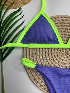 Biquíni Tanga Roxo com Verde Neon Doots - comprar online