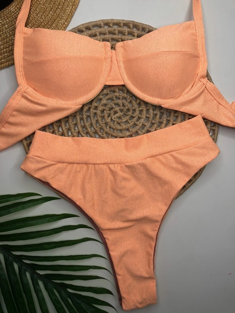 Conjunto Meia Taça Hot Pant Laranja Summer Lurex