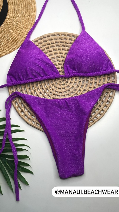 Conjunto Lacinho Roxo Lurex