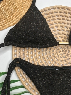 Conjunto Lacinho Preto Fios Dourado Lurex - comprar online
