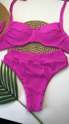 Conjunto Meia Taça Hot Pant Rosa Pink Texturizado - comprar online