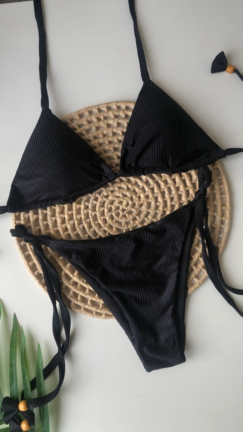 Conjunto Lacinho Preto Canelado