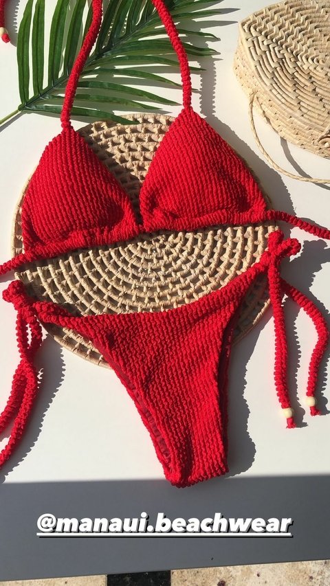 Conjunto Lacinho Vermelho Texturizado