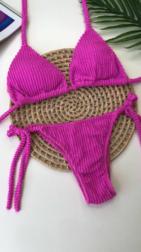 Conjunto Lacinho Rosa Pink Texturizado