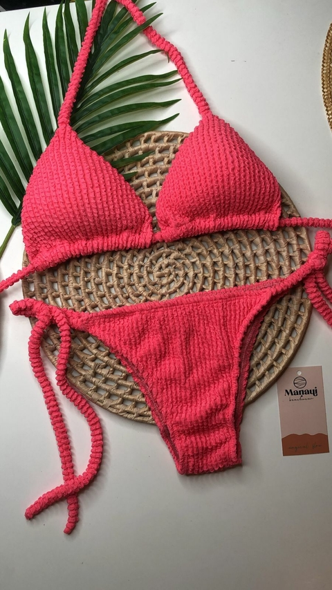 Conjunto Lacinho Coral Texturizado