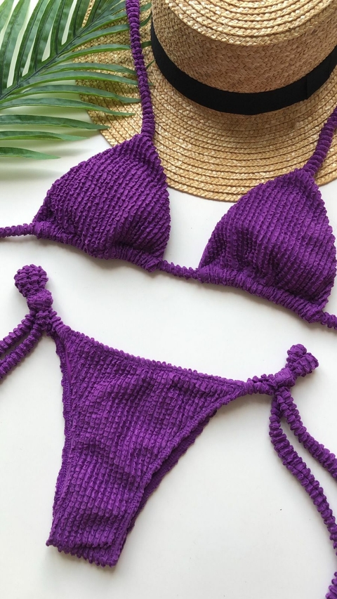 Conjunto Lacinho Roxo Escuro Texturizado