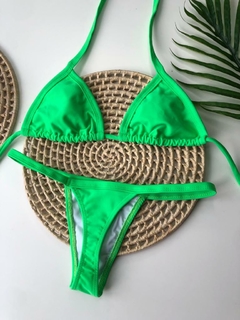 Biquíni Tanga Fio Verde Neon Liso - comprar online