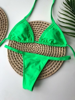 Biquíni Tanga Fio Verde Neon Liso
