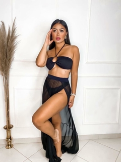 Saia Longa Tule Preta com Fenda - comprar online