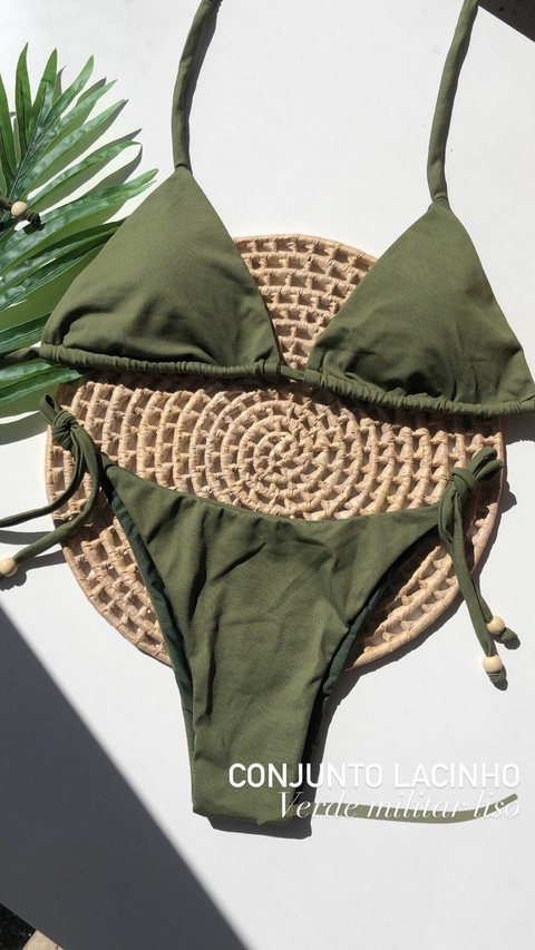 Conjunto Lacinho Verde Musgo Liso