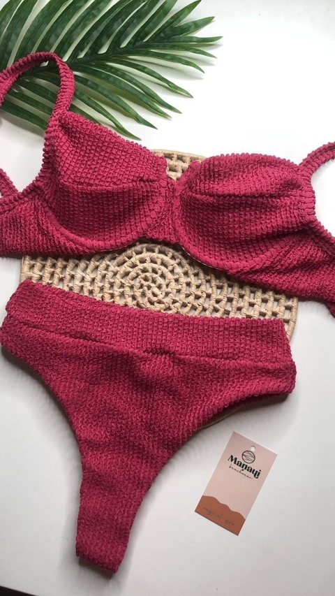 Conjunto Meia Taça Hot Pant Lichia Texturizado