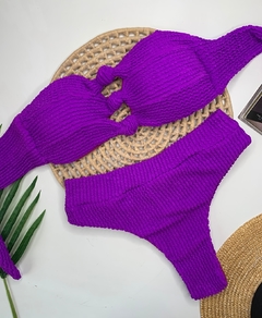 Conjunto Tomara que Caia Roxo Fucsia Calcinha Hot Pant