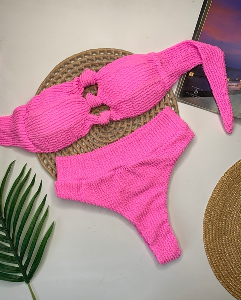 Conjunto Tomara que Caia Rosa Bebê Calcinha Hot Pant