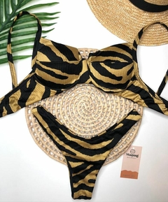 Biquíni Meia Taça Zebra Dourada Canelado - comprar online