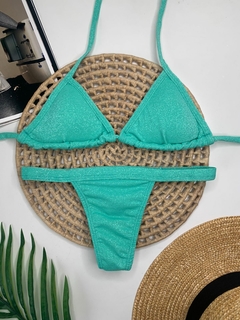 Biquíni Fita Fio Verde Água Lurex en internet