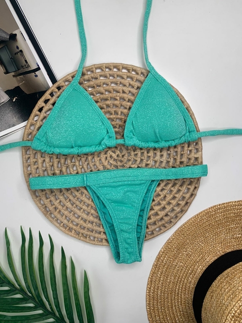 Biquíni Fita Fio Verde Água Lurex - comprar online