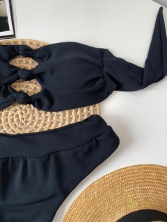 Conjunto Tomara que Caia Preto Anarruga Calcinha Hot Pant - comprar online