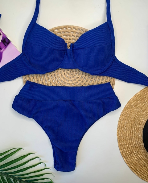 Conjunto Meia Taça Hot Pant Azul Bic Anarruga