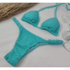 Conjunto Tanga Frufru Azul Claro Anarruga