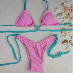Conjunto Cancun Rosa com Tiras Azul Trilobol