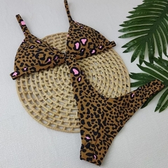 Conjunto Comfort Premium Onça Marrom com Rosa Liso - comprar online