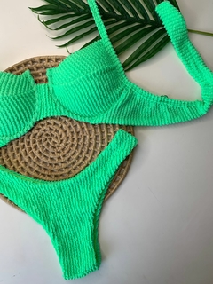Biquíni Meia Taça Verde Limão Texturizado - comprar online