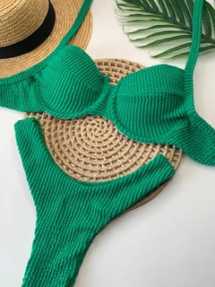Biquíni Meia Taça Verde Escuro Texturizado - comprar online