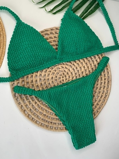 Conjunto Biquíni Tanga Verde Escuro Texturizado - comprar online