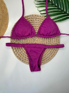 Biquíni Fita Fio Roxo Beterraba Lurex - Manaui Beachwear