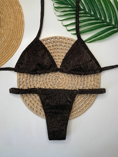 Biquíni Fita Fio Preto Dourado Lurex - comprar online