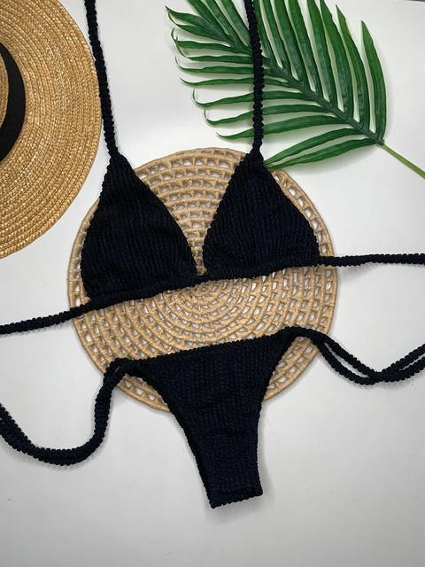 Conjunto Lacinho Preto Texturizado