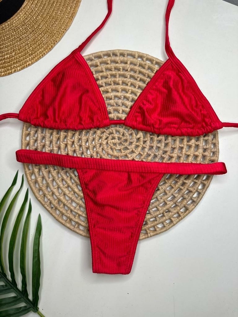 Biquíni Fita Fio Vermelho Canelado