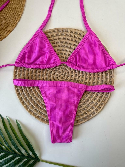 Biquíni Fita Fio Rosa Pink Canelado
