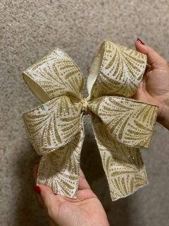 KIT 8 LAÇOS DE FITA ARAMADA VELUDO C/ GLITTER (CHAMPANHE DOURADO)