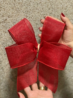 KIT 8 LAÇOS DE FITA ARAMADA LINHO C/ COSTURA (VERMELHO)