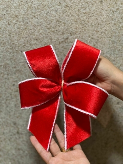 KIT 8 LAÇOS DE FITA ARAMADA VELUDO COM BORDA ESPECIAL (VERMELHO E BRANCO)