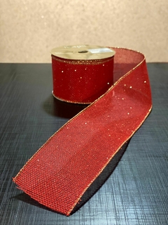 FITA ARAMADA JUTA C/ GLITTER COM COSTURA (VERMELHO DOURADO)