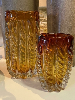 VASO DECORATIVO VIDRO TIPO MURANO (AMBAR) 19X11X7,5cm (FLORARTE) Vol. 2 - loja online