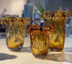 VASO DECORATIVO VIDRO TIPO MURANO (AMBAR) 16X14cm - Artes de Minas
