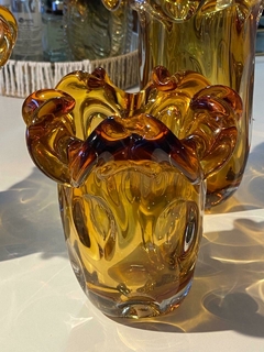 VASO DECORATIVO VIDRO TIPO MURANO (AMBAR) 16X14cm na internet