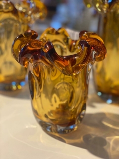 VASO DECORATIVO VIDRO TIPO MURANO (AMBAR) 16X14cm - comprar online
