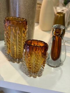 Imagem do VASO DECORATIVO VIDRO TIPO MURANO (AMBAR) 19X11X7,5cm (FLORARTE) Vol. 2