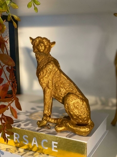 ESCULTURA LEOPARDO DOURADO - - comprar online