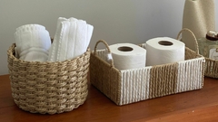 CESTO RETANGULAR PALHA NATURAL BRANCO E CRU TAM M na internet