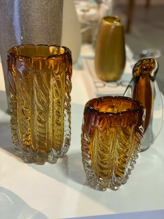 VASO DECORATIVO VIDRO TIPO MURANO (AMBAR) 19X11X7,5cm (FLORARTE) Vol. 2