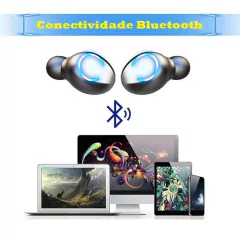 Fone De Ouvido TWS F9 Bluetooth Cilindrico Sem Fio Gaveta Retrátil Power Bank 300mAh