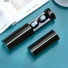 Fone De Ouvido TWS F9 Bluetooth Cilindrico Sem Fio Gaveta Retrátil Power Bank 300mAh