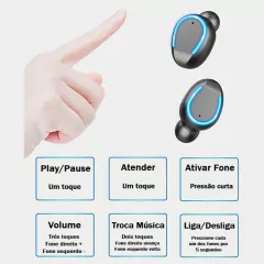 Imagem do Fone De Ouvido TWS F9 Bluetooth Cilindrico Sem Fio Gaveta Retrátil Power Bank 300mAh