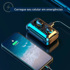 Fone De Ouvido TWS Bluetooth TWE-F9-5 Com Função Power Bank Intra-Auricular Sem Fio