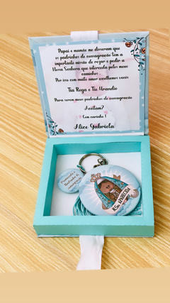 CONVITE CAIXA COM CHAVEIRO - BATIZADO -  PAPELARIA PERSONALIZADA - AMORCOMDETALHES